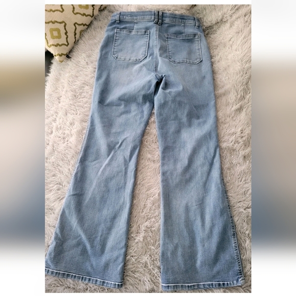 NEW Y2k Democracy Ab Solution Wide Leg Jeans Patch Pocket Stretch Medium Wash 14 - Picture 8 of 10